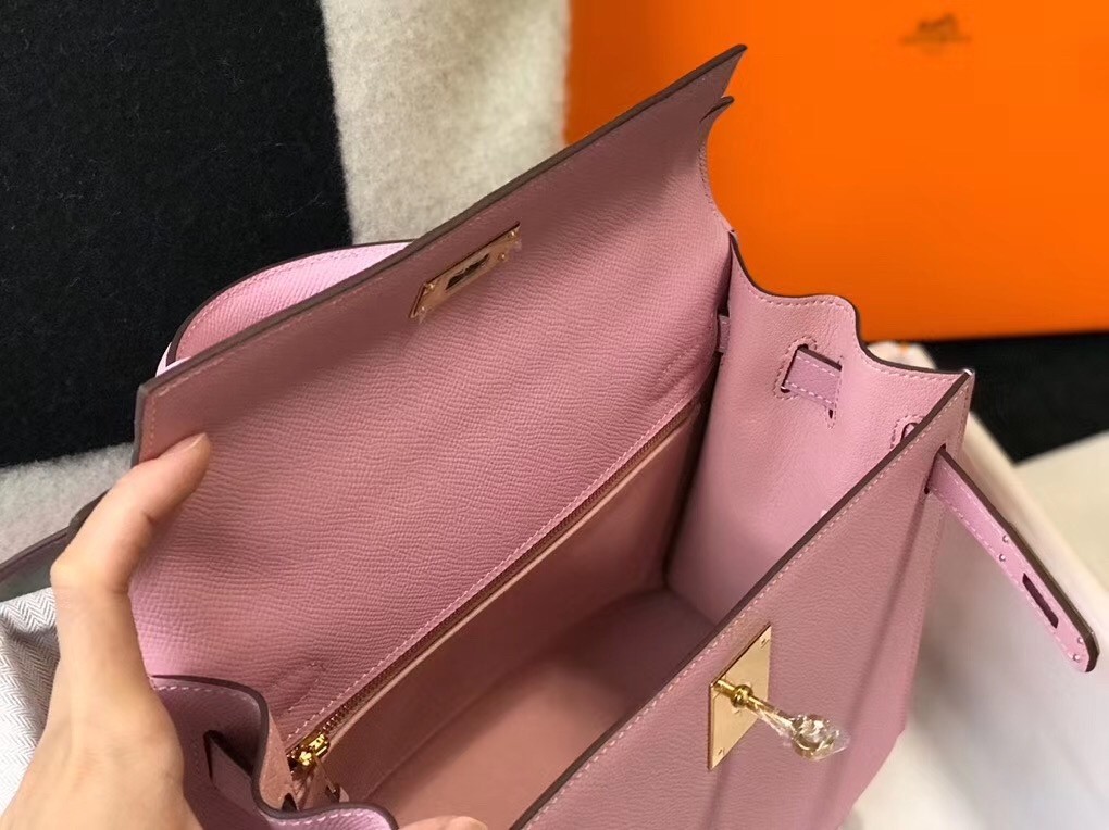 H**mes kelly 28cm sellier bag in mauve sylvestre epsom leather