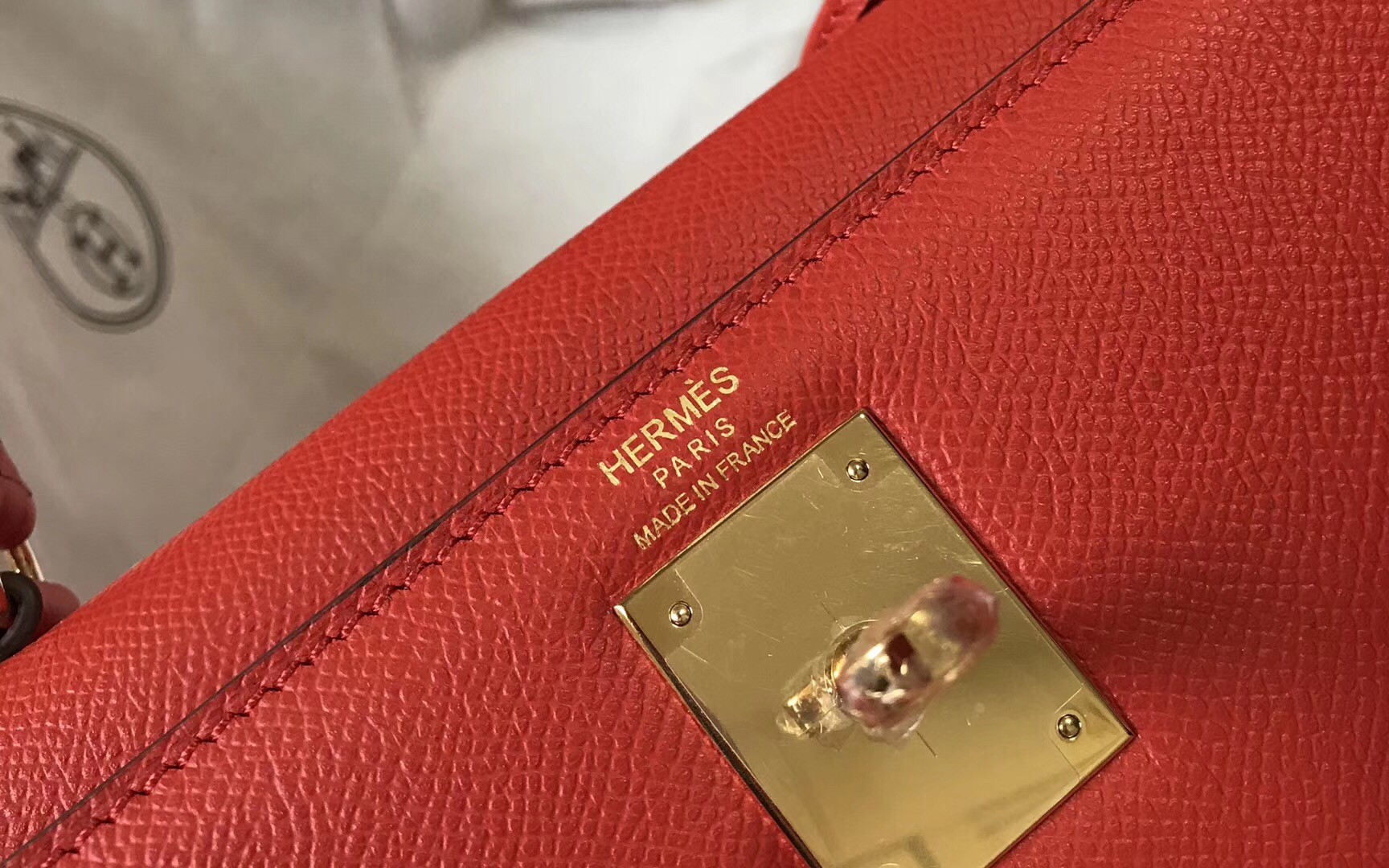 H**mes kelly 28cm sellier bag in red epsom leather