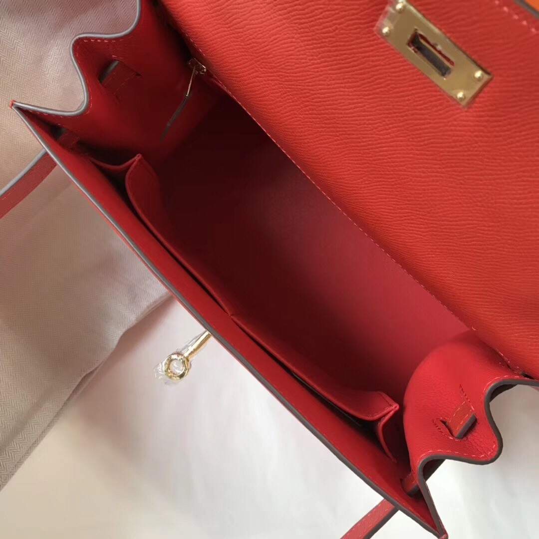 H**mes kelly 28cm sellier bag in red epsom leather