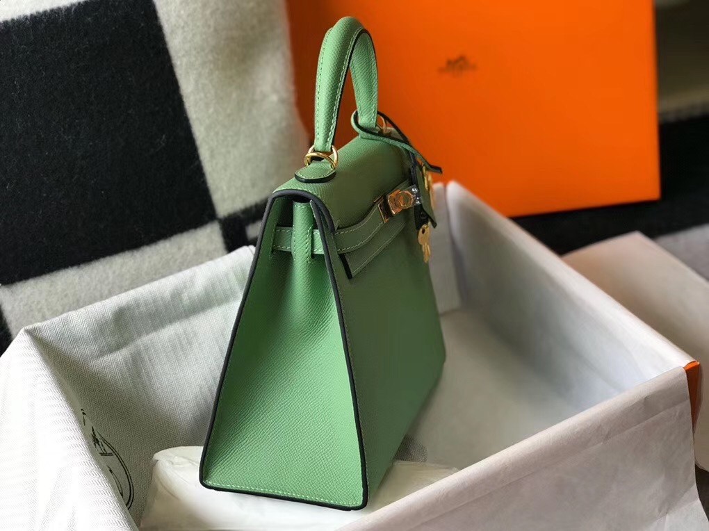 H**mes kelly 28cm sellier bag in vert criquet epsom leather