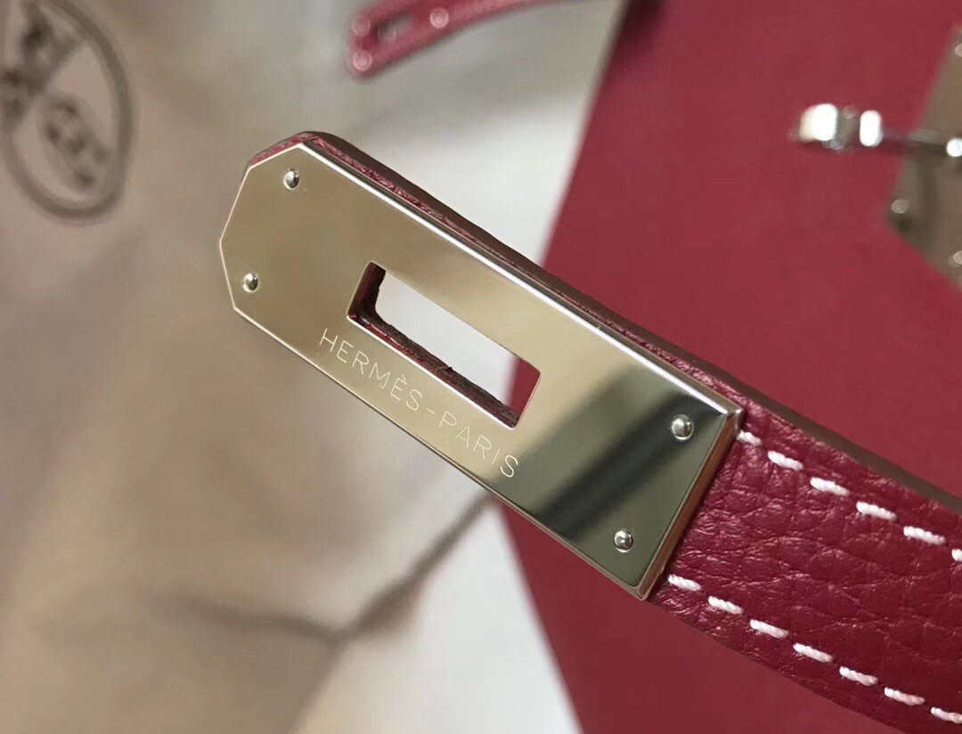 H**mes kelly 32cm retourne bag in bordeaux clemence leather