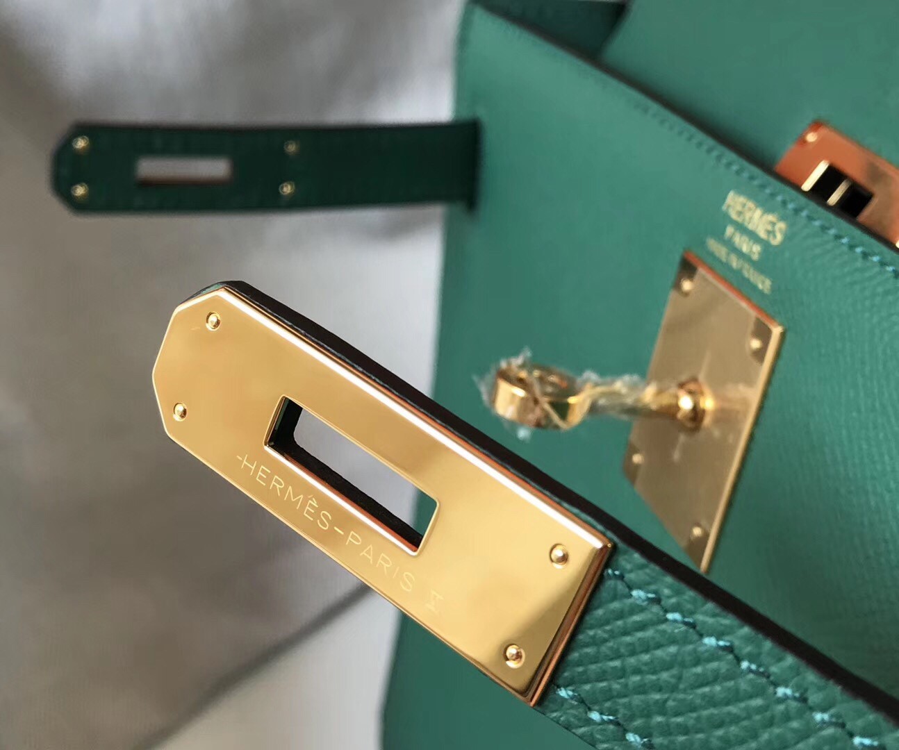 H**mes kelly 32cm sellier bag in malachite epsom leather