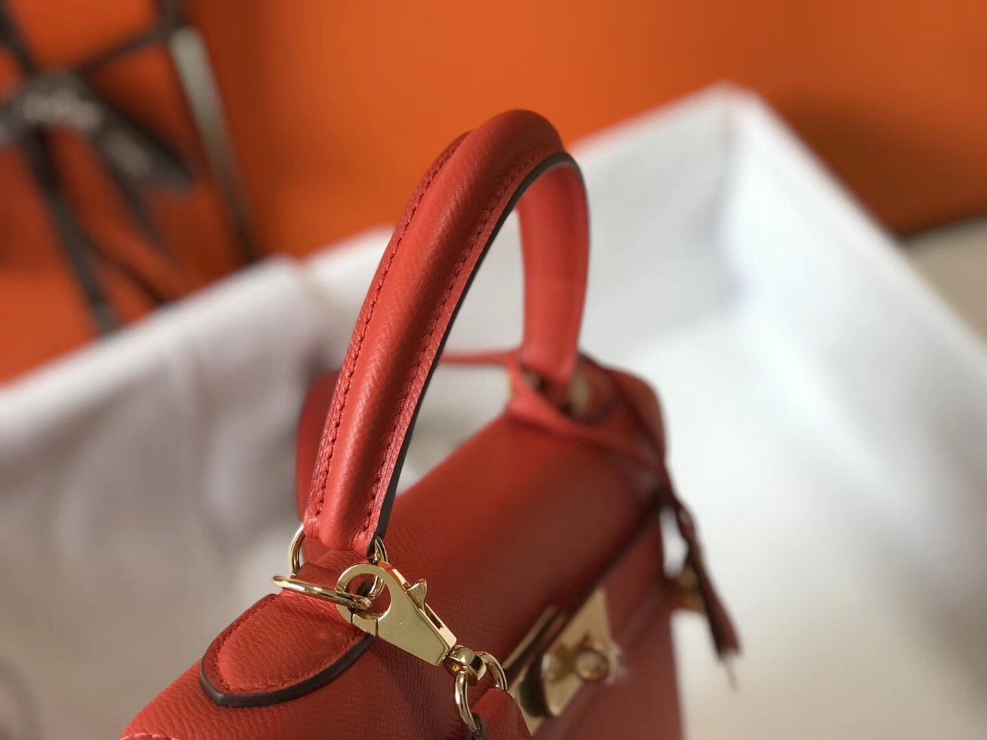 H**mes kelly 32cm sellier bag in red epsom leather