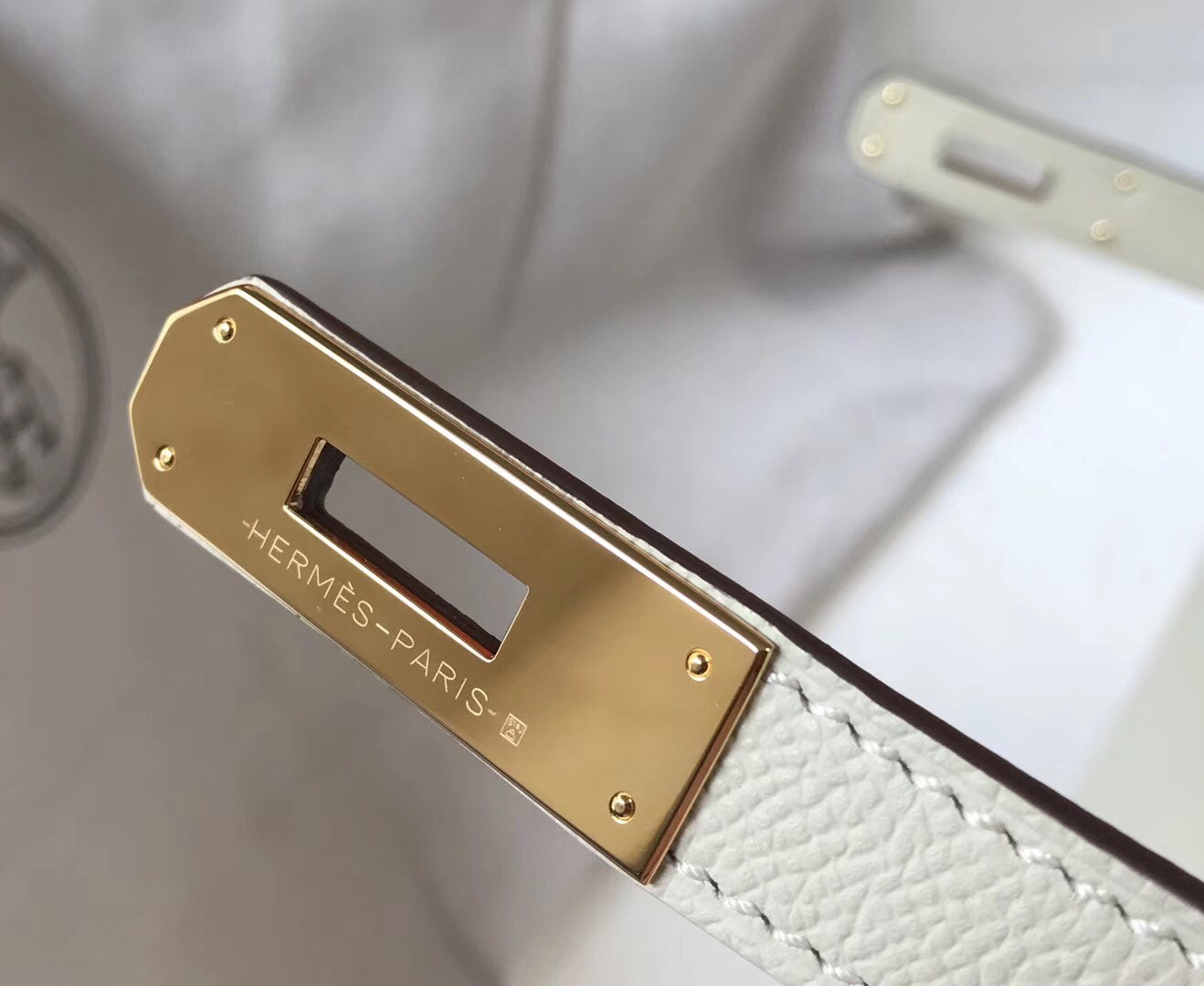 H**mes kelly 32cm sellier bag in white epsom leather