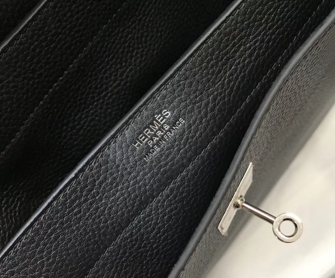 H**mes kelly depeche 34 briefcase in black calfskin