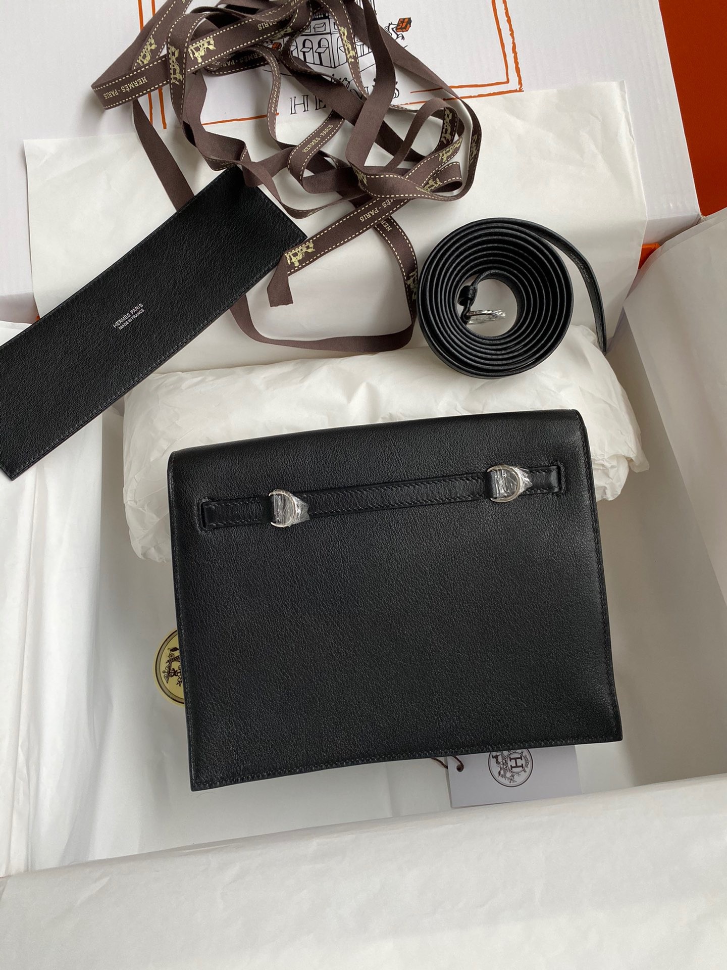 H**mes kelly danse ii handmade bag in black evercolor calfskin