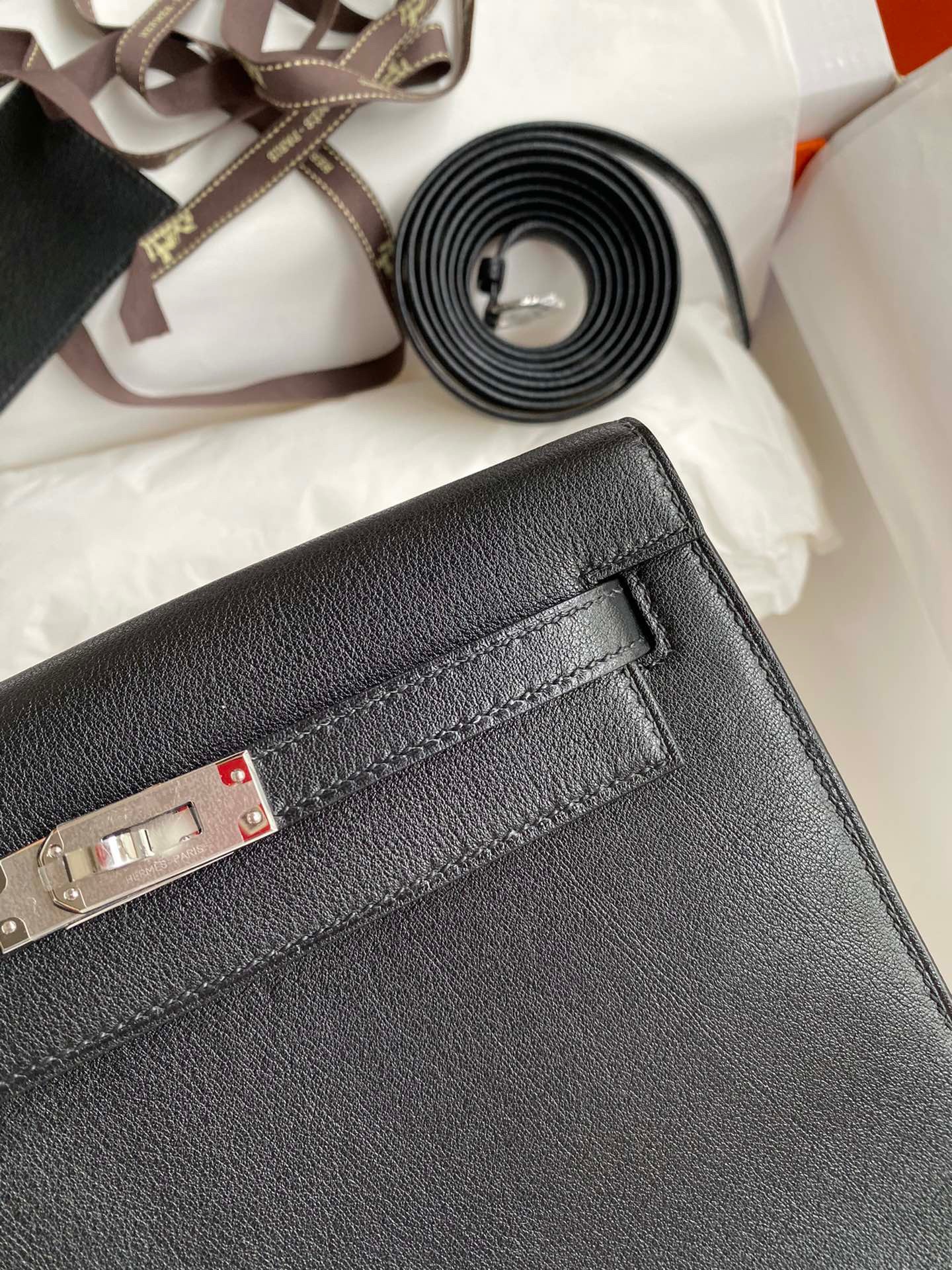 H**mes kelly danse ii handmade bag in black evercolor calfskin