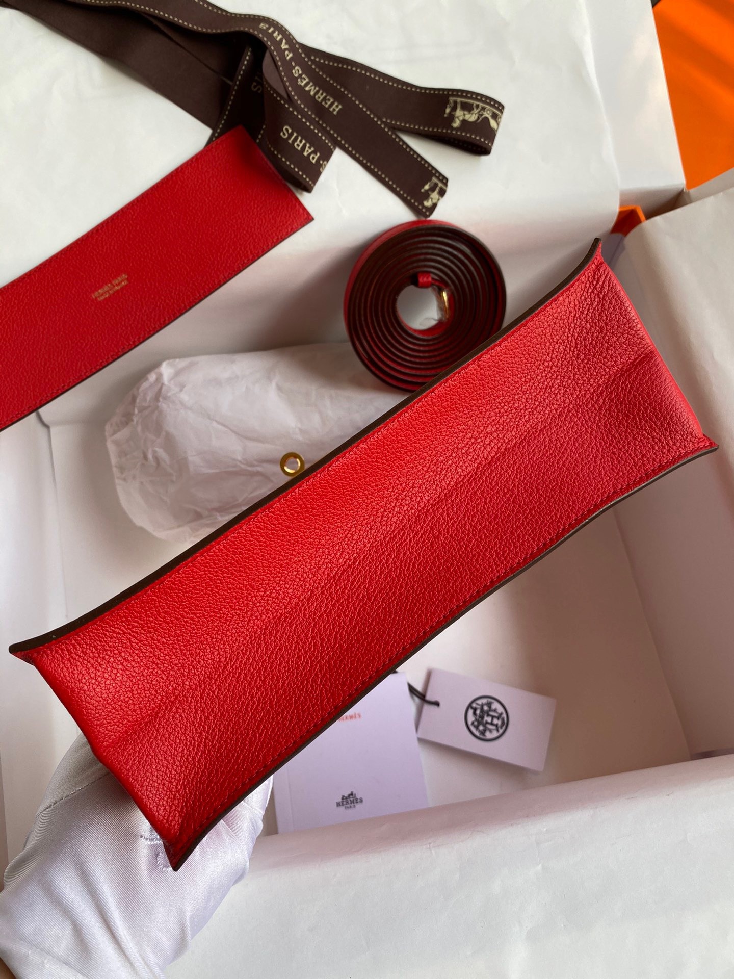 H**mes kelly danse ii handmade bag in red evercolor calfskin