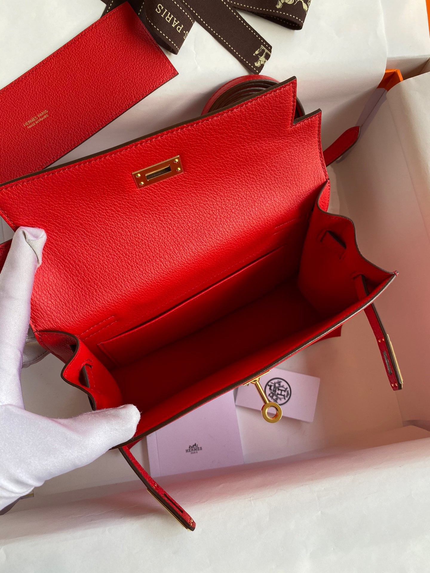 H**mes kelly danse ii handmade bag in red evercolor calfskin