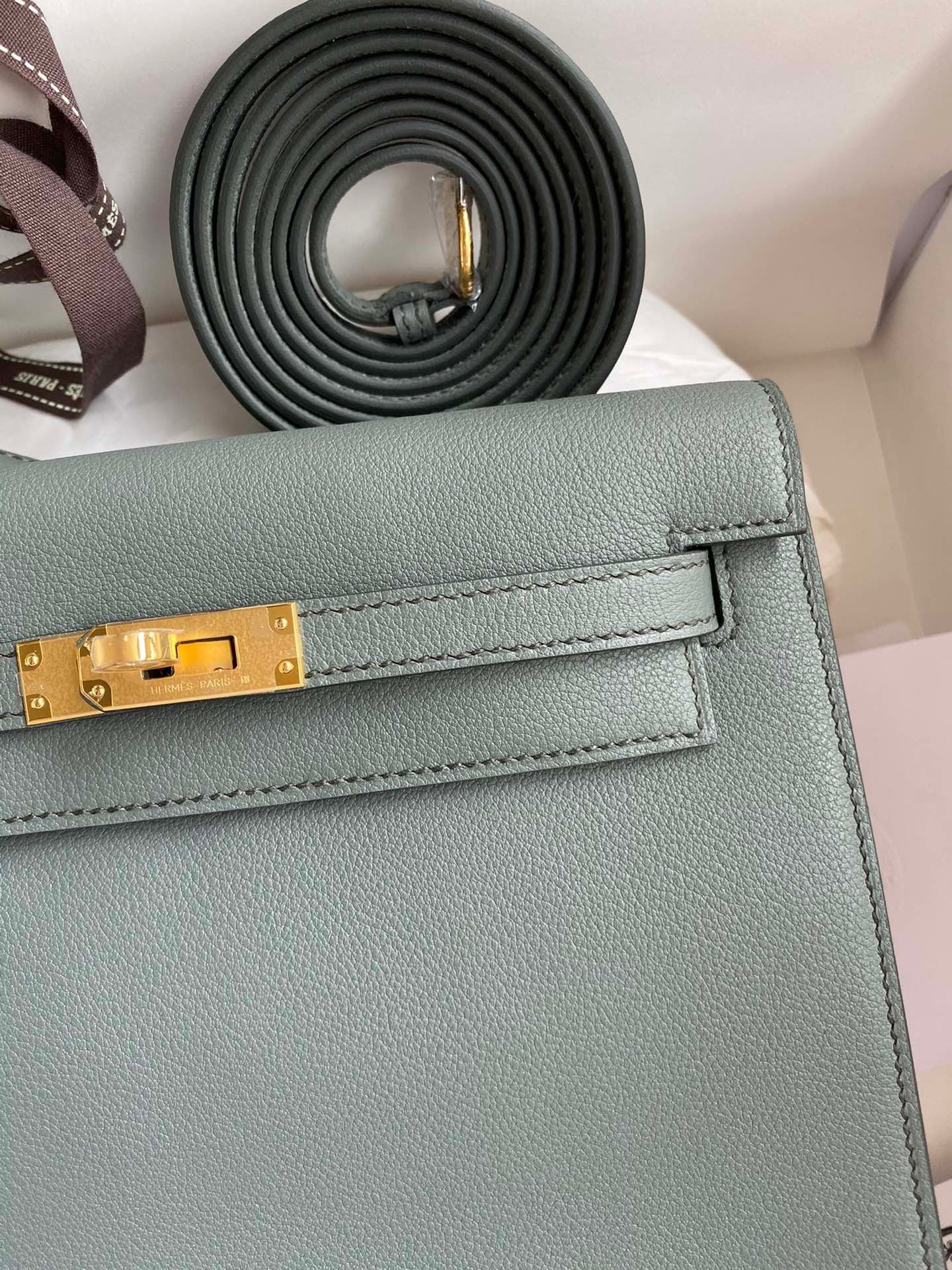 H**mes kelly danse ii bag in vert amande evercolor calfskin