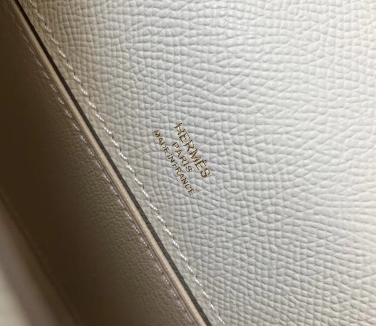 H**mes kelly pochette bag in white epsom leather