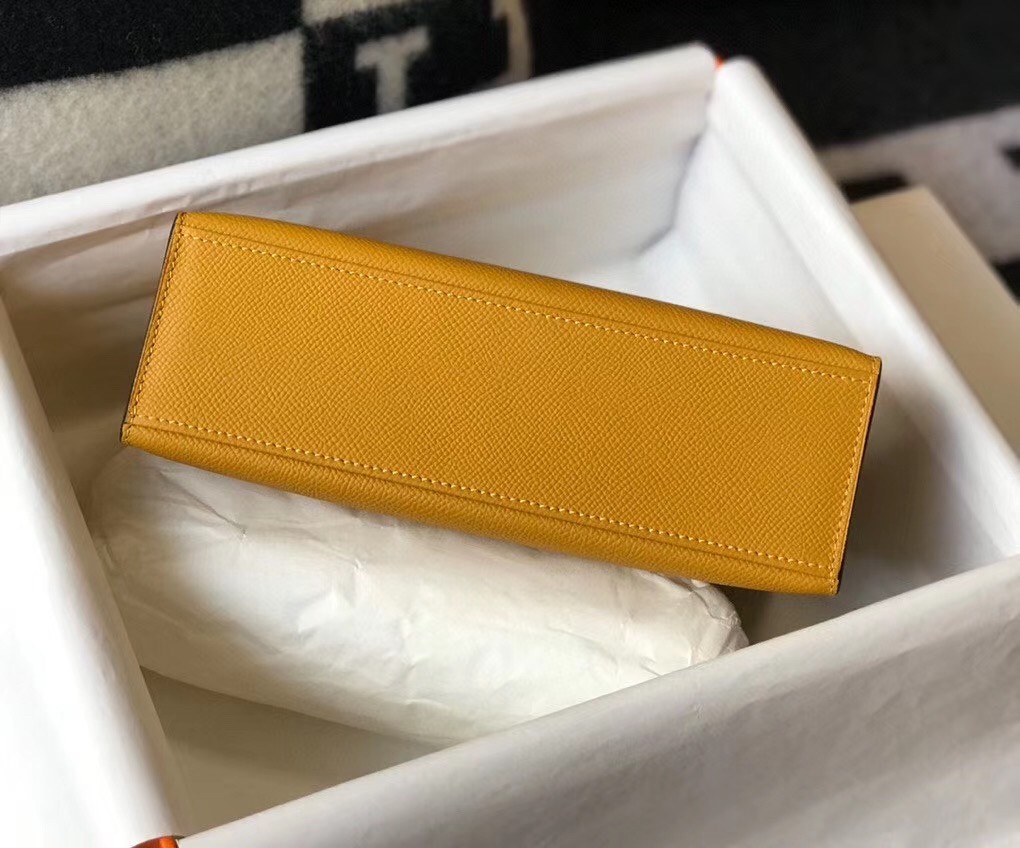 H**mes kelly pochette bag in yellow epsom leather