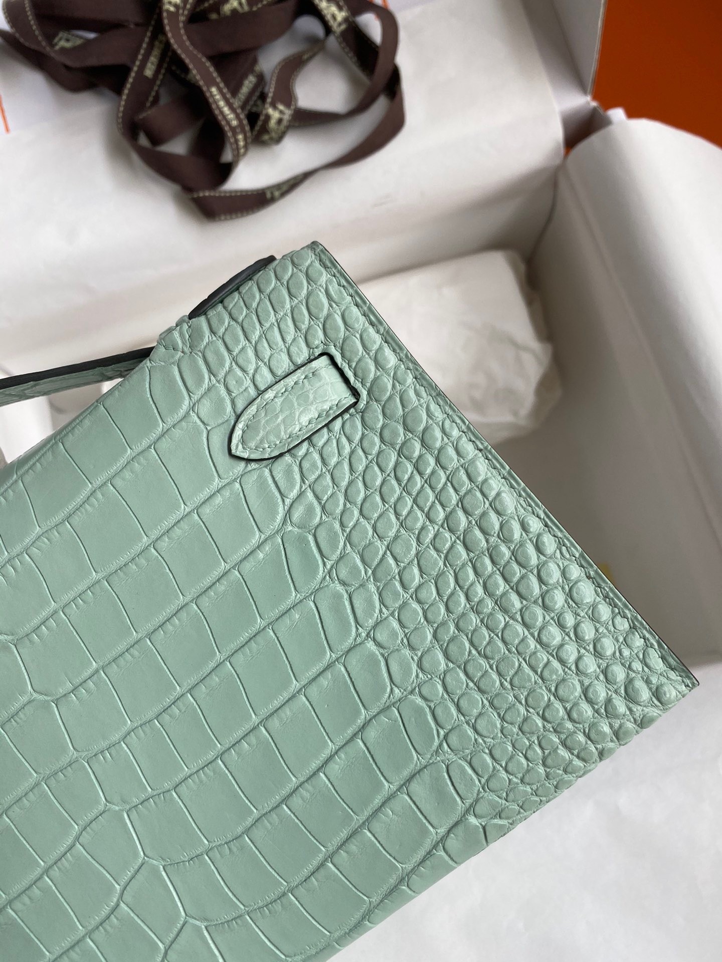 H**mes kelly pochette handmade bag in vert d