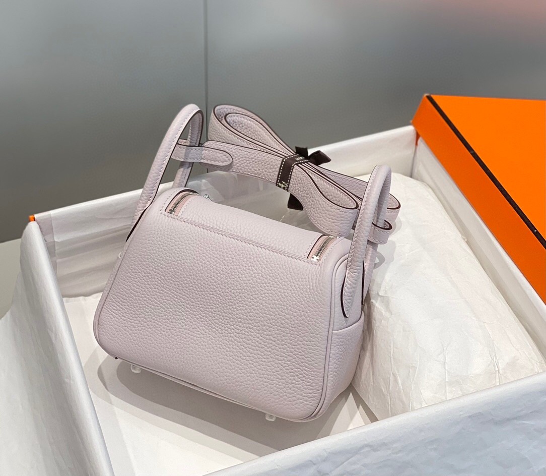 H**mes lindy mini bag in mauve pale clemence leather phw