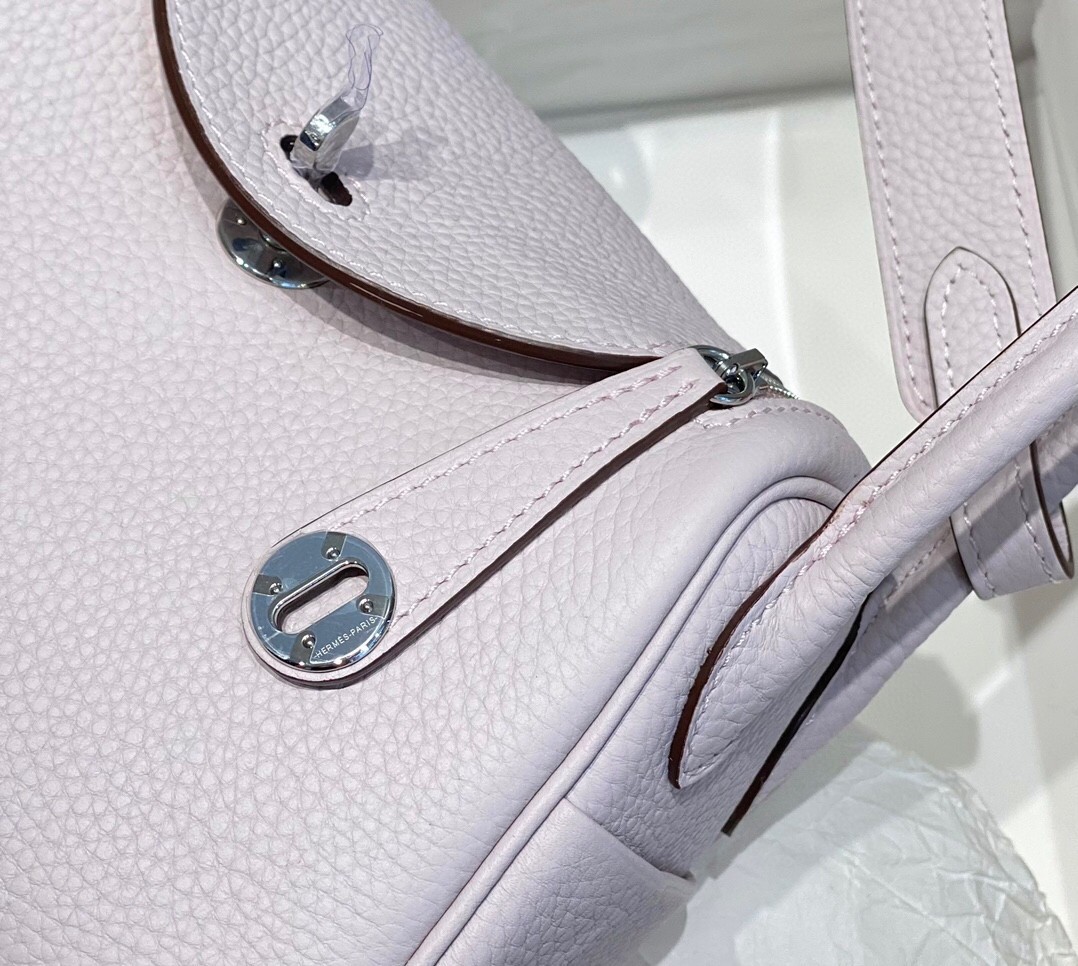 H**mes lindy mini bag in mauve pale clemence leather phw