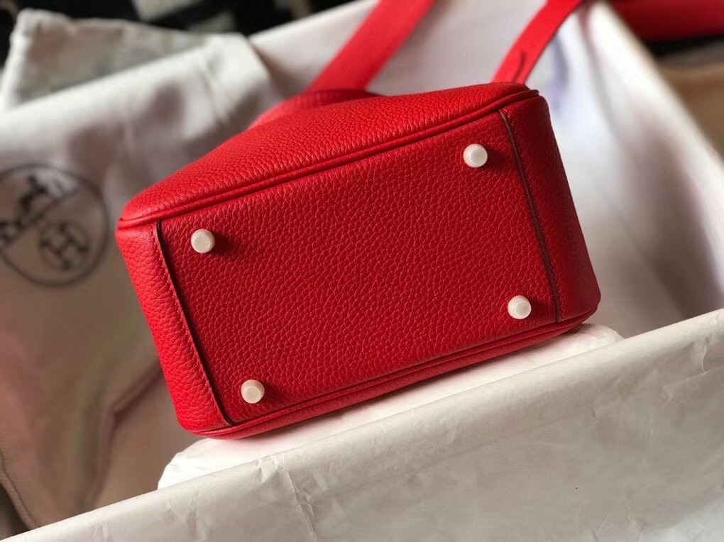 H**mes lindy mini bag in red clemence calfskin