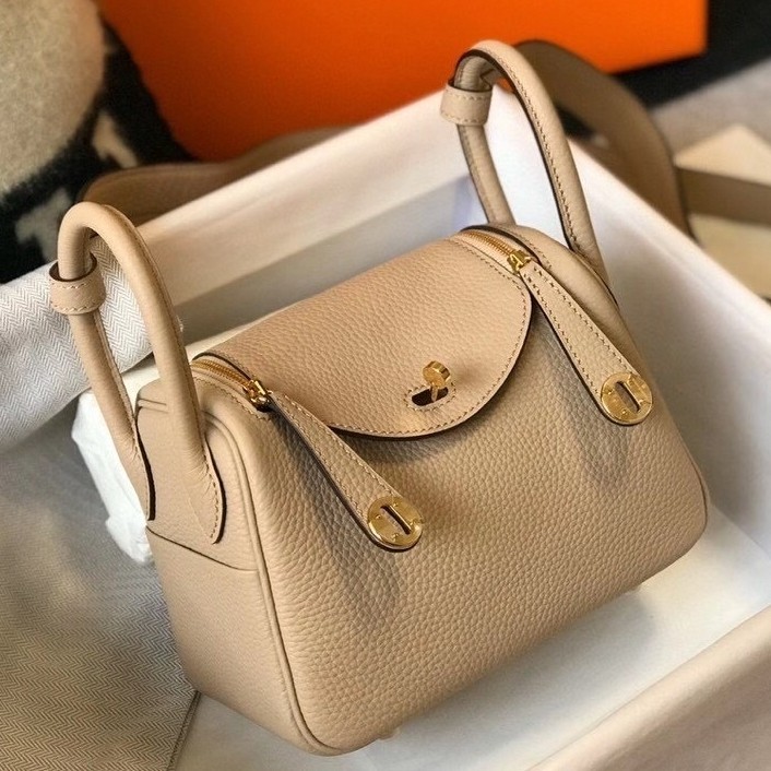 H**mes mini lindy bag in trench clemence leather