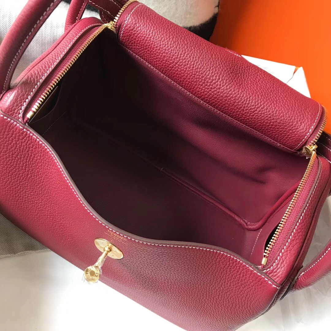 H**mes bordeaux clemence lindy 30cm bag with ghw