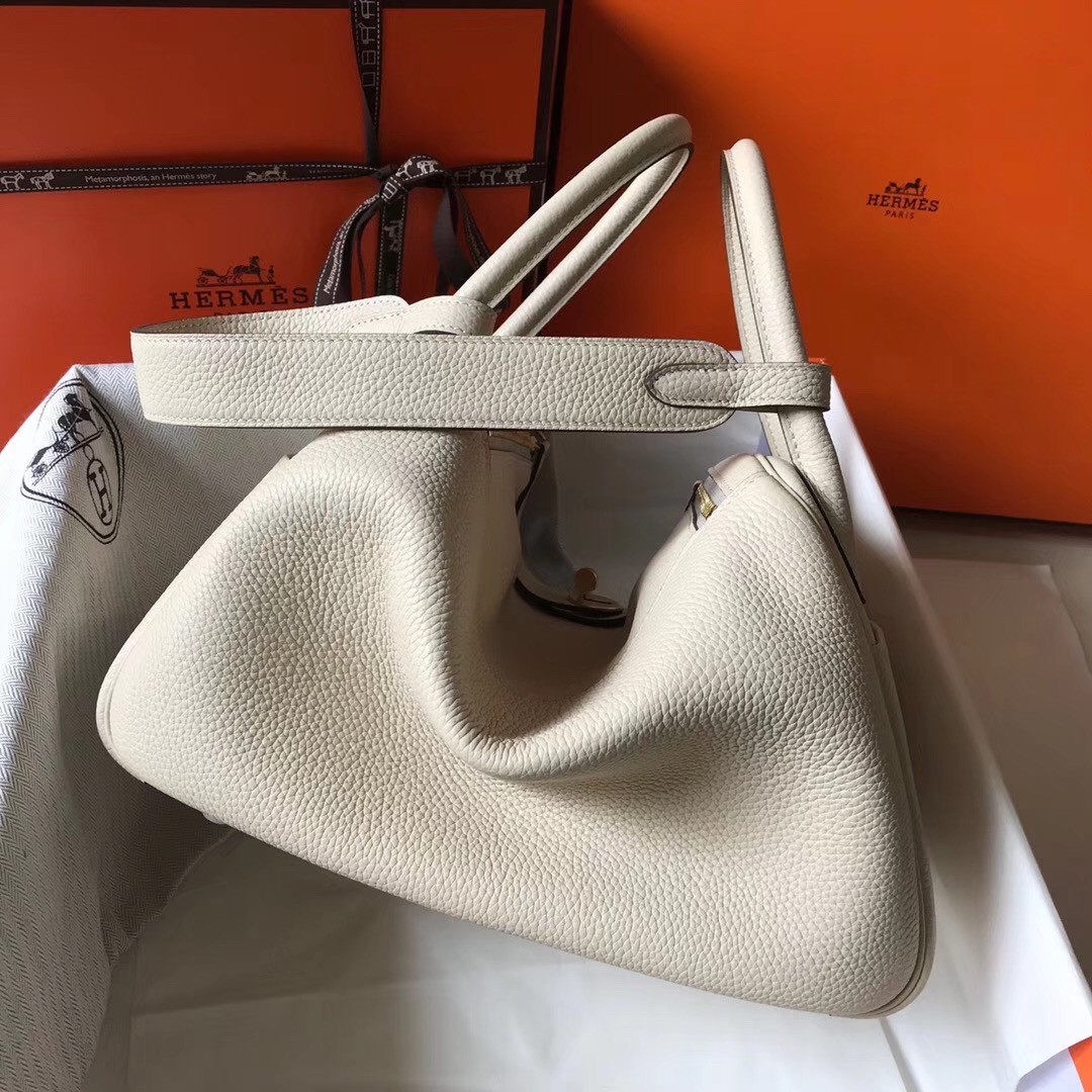 H**mes craie clemence lindy 30cm bag with ghw