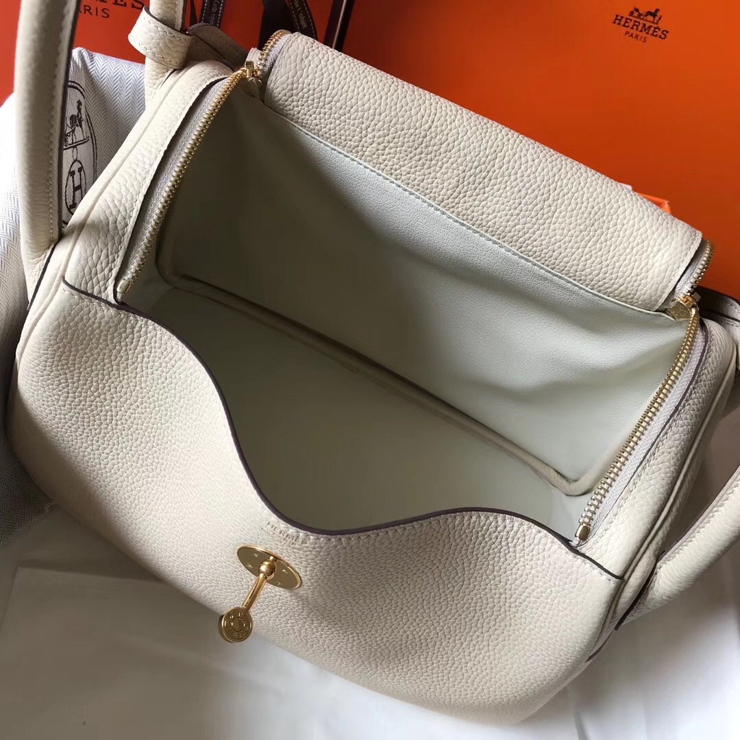 H**mes craie clemence lindy 30cm bag with ghw
