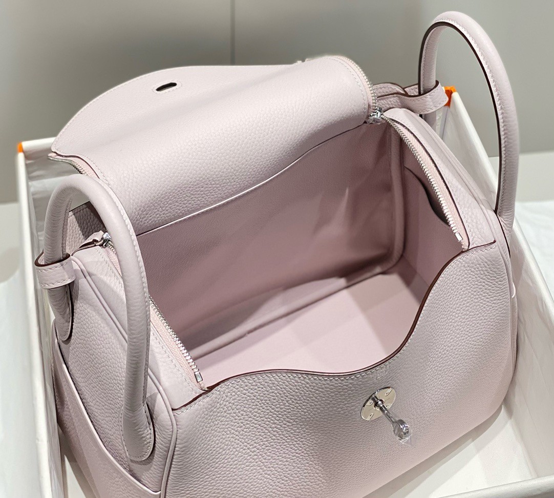 H**mes lindy 30cm bag in mauve pale clemence leather phw
