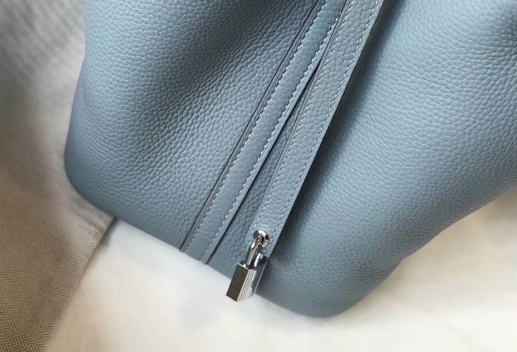 H**mes picotin lock 18 bag in blue lin clemence leather