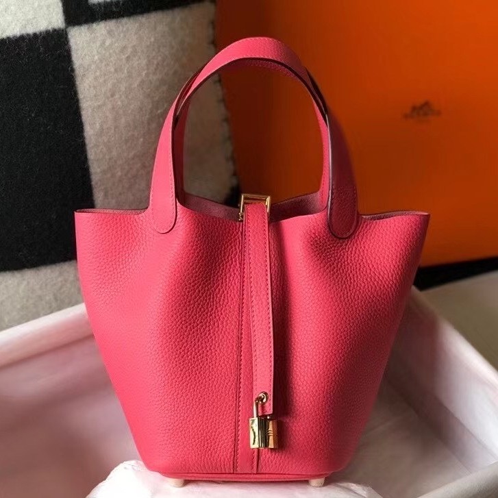 H**mes picotin lock 18 bag in rose lipstick clemence leather