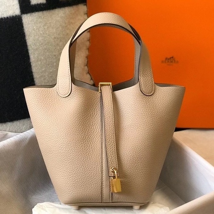 H**mes picotin lock 18 bag in trench clemence leather
