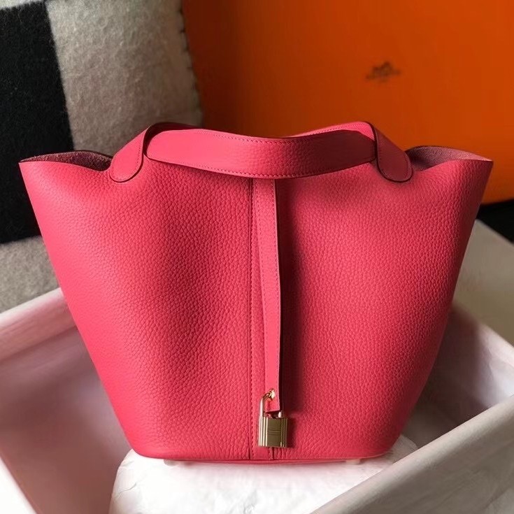 H**mes picotin lock 22 bag in rose lipstick clemence leather