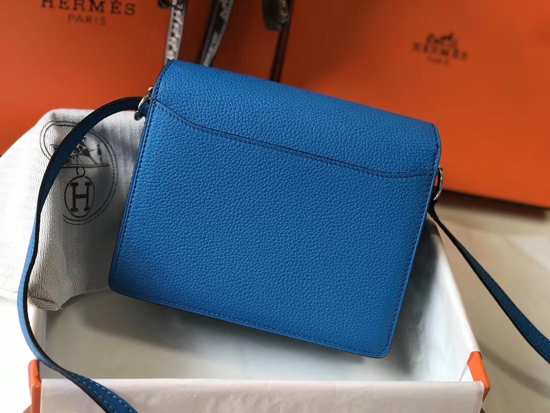 H**mes sac roulis mini bag in blue hydra evercolor calfskin