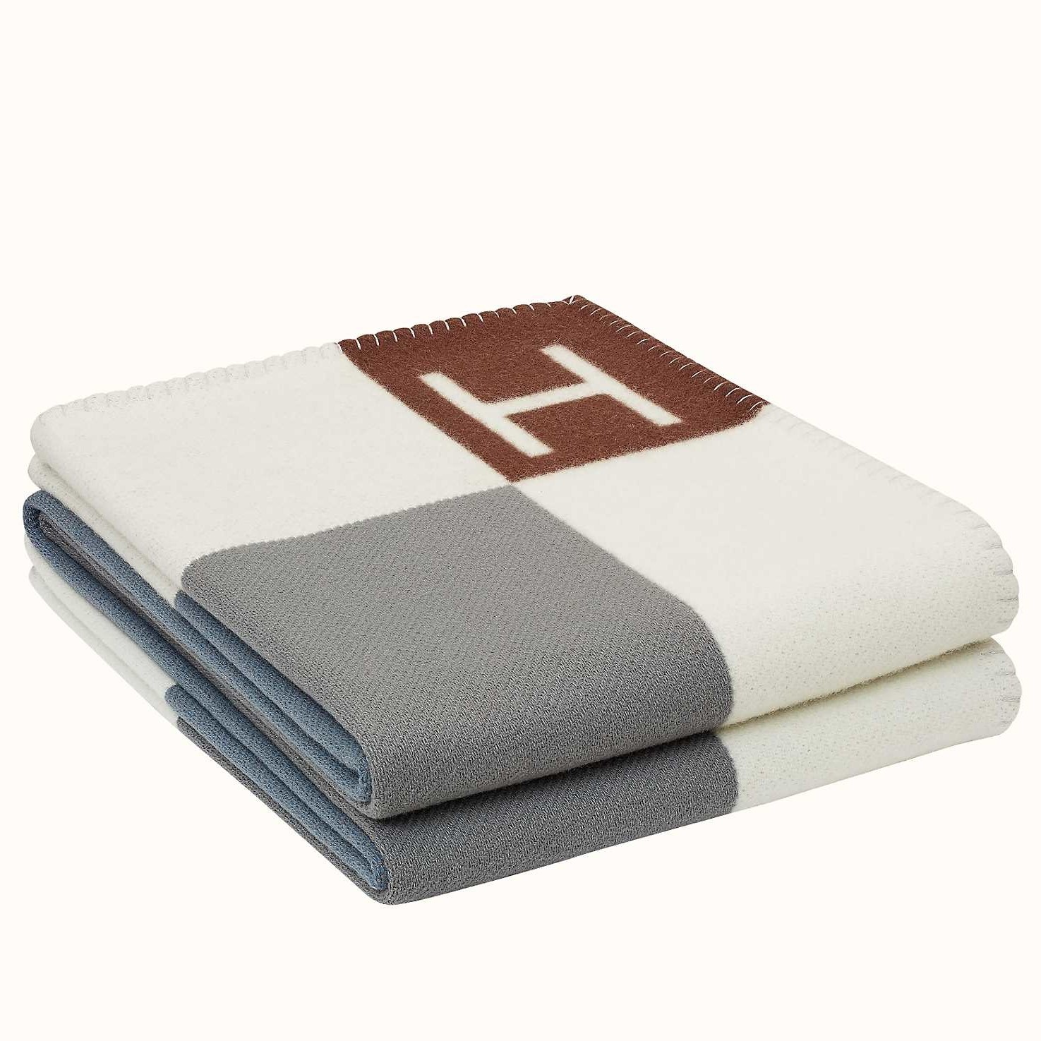 H**mes ecru gris avalon vibration throw blanket