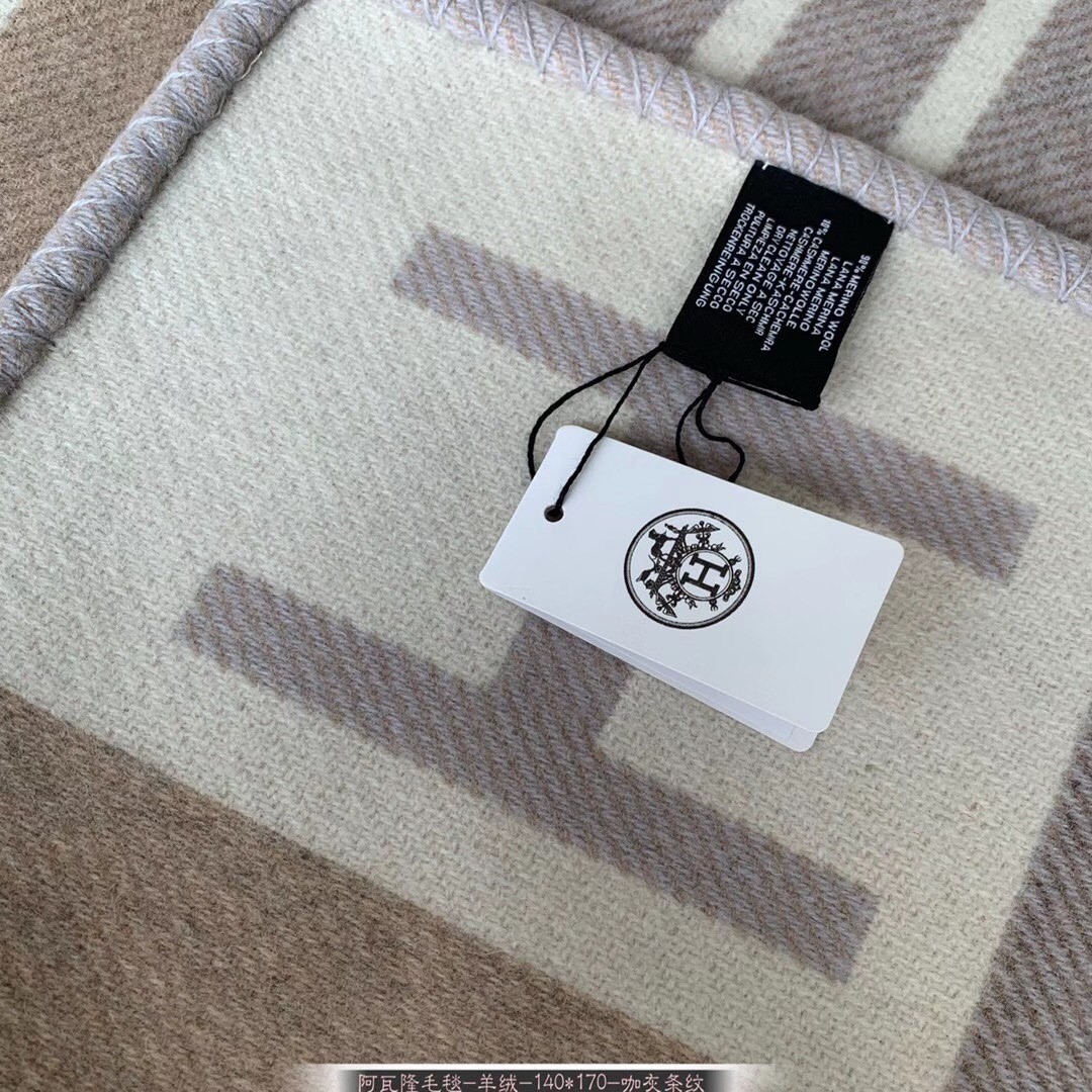 H**mes ecru naturel avalon vibration throw blanket