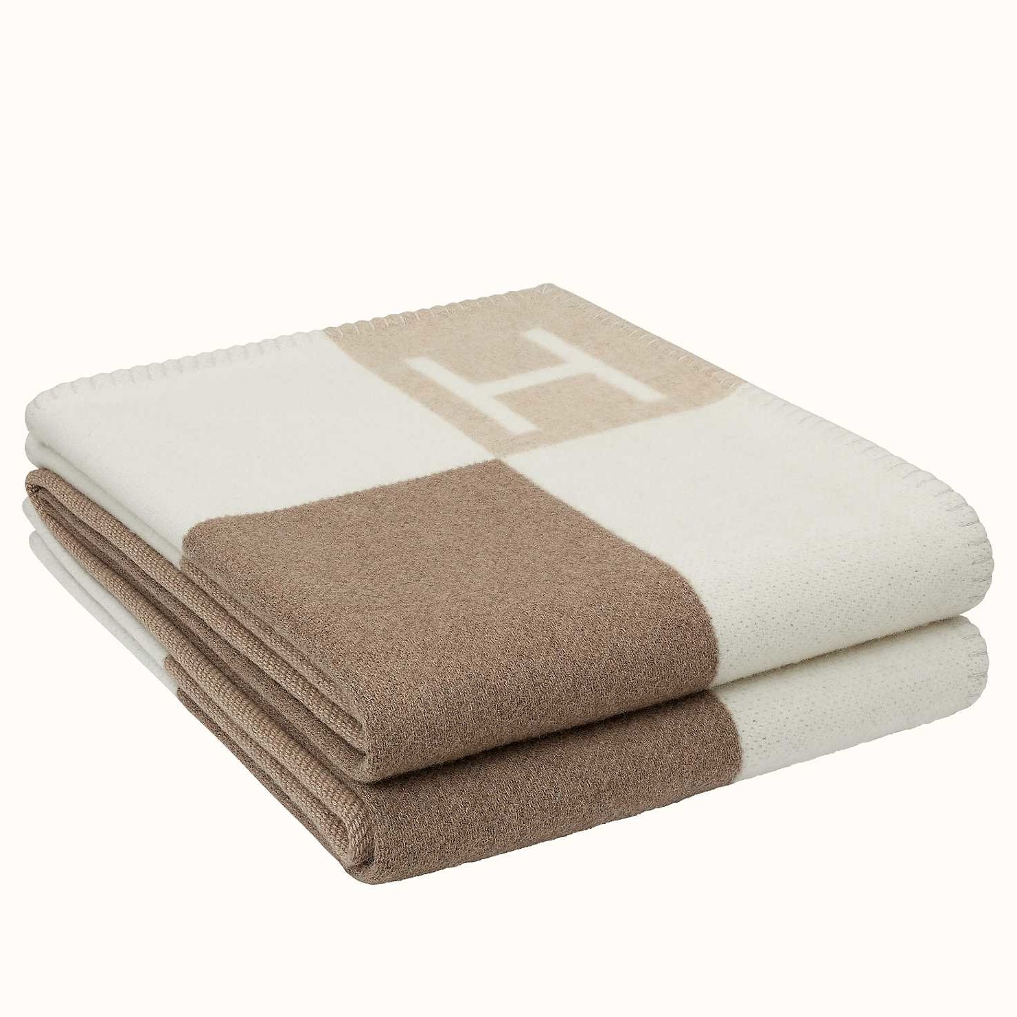 H**mes ecru naturel avalon vibration throw blanket
