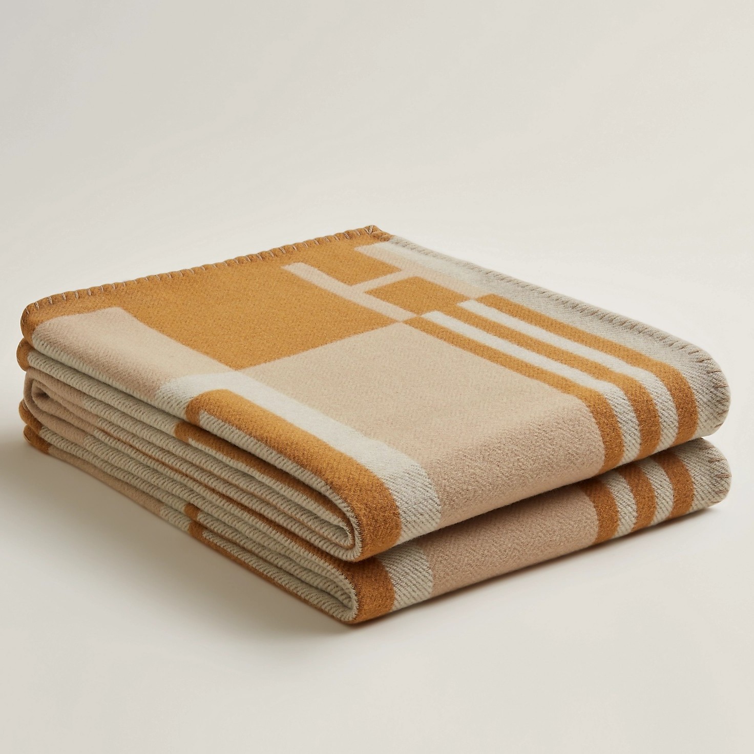 H**mes ithaque blanket in beige wool and cashmere