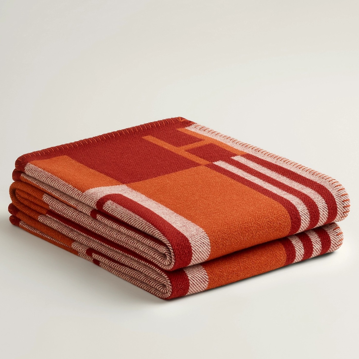 H**mes ithaque blanket in cuivre wool and cashmere