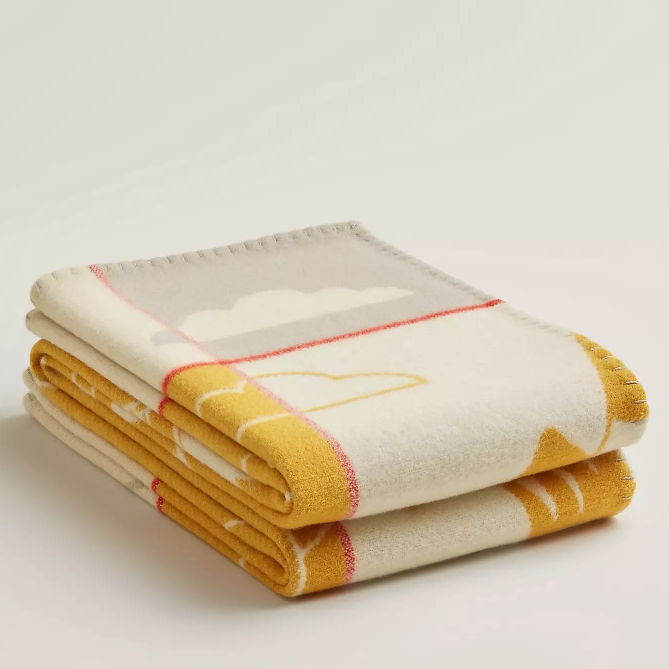 H**mes avalon epopee blanket in jaune wool and cashmere