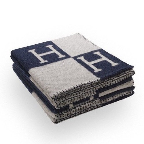H**mes avalon blanket in blue wool and cashmere