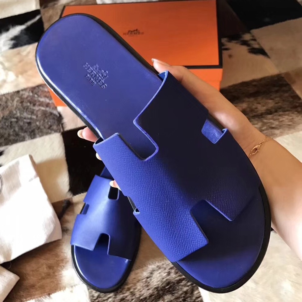 H**mes izmir sandals in electric blue epsom leather