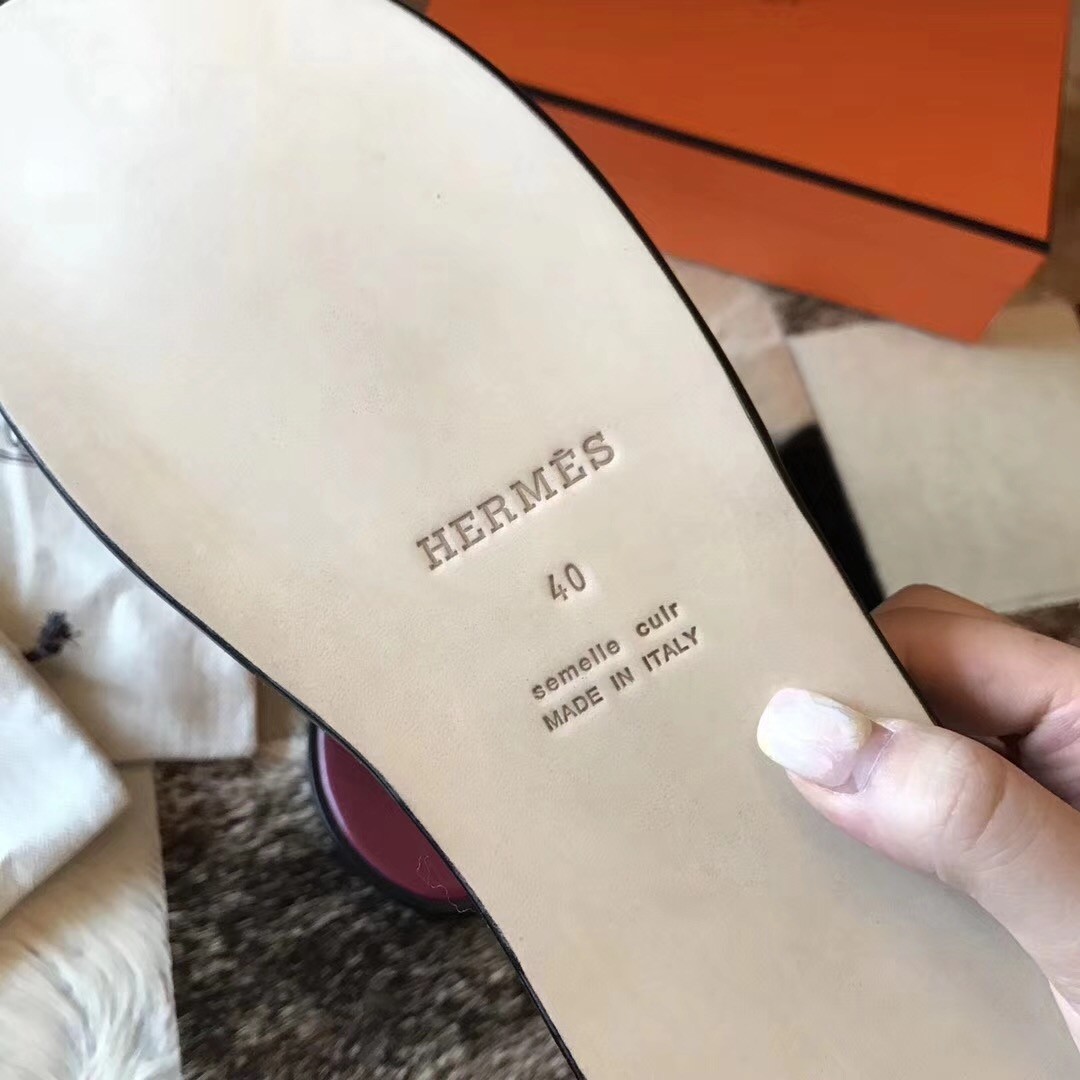 H**mes izmir sandals in fuchsia epsom leather
