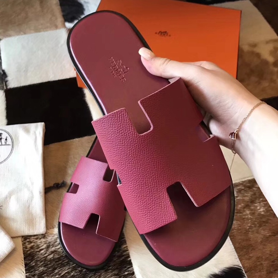 H**mes izmir sandals in fuchsia epsom leather
