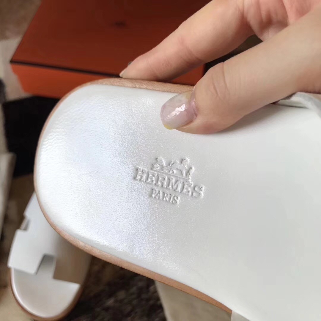 H**mes izmir sandals in white epsom leather