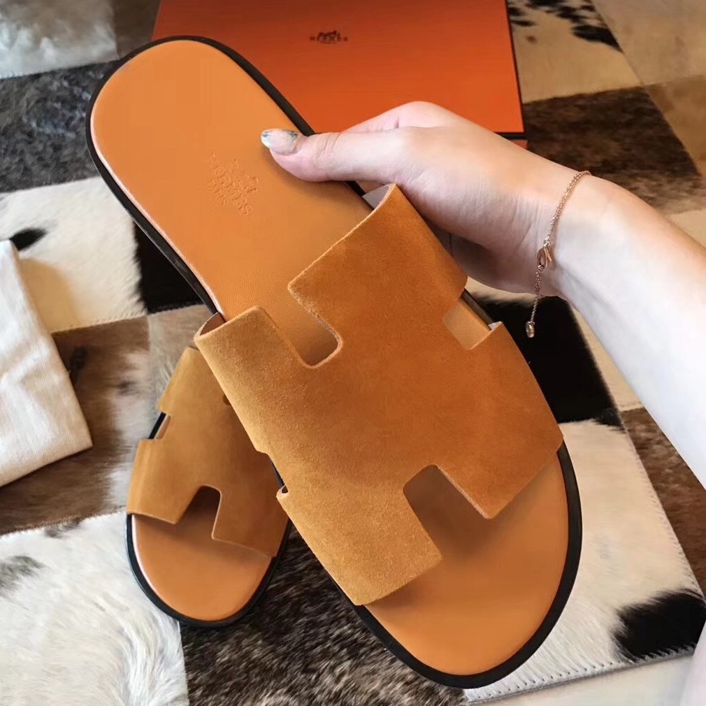 H**mes izmir sandals in orange suede leather