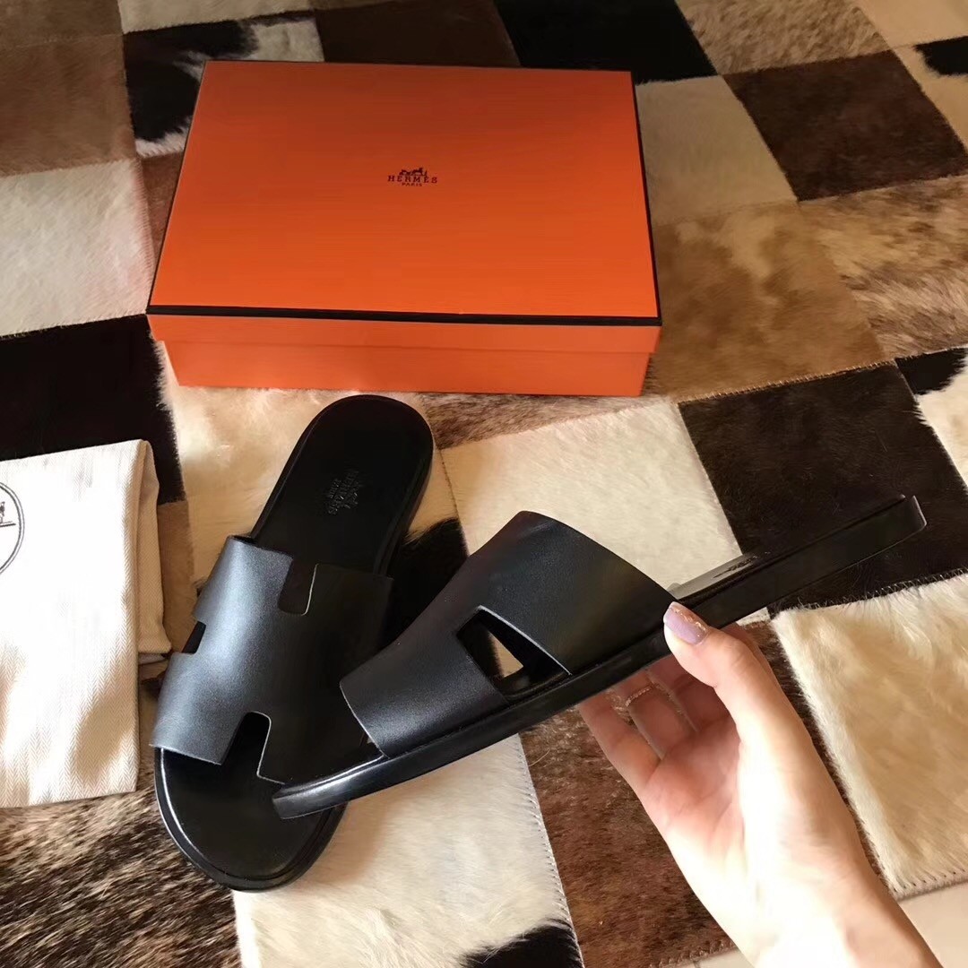 H**mes black swift izmir sandals