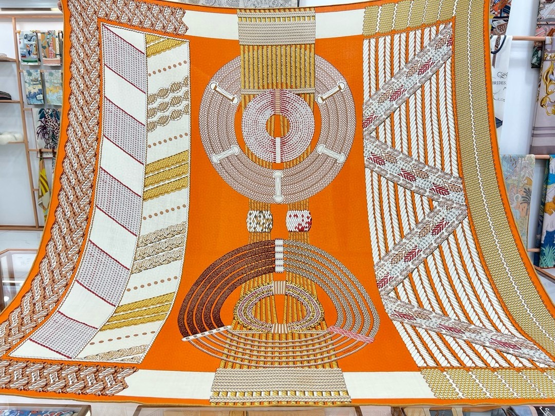 H**mes orange dressage tressage shawl 140