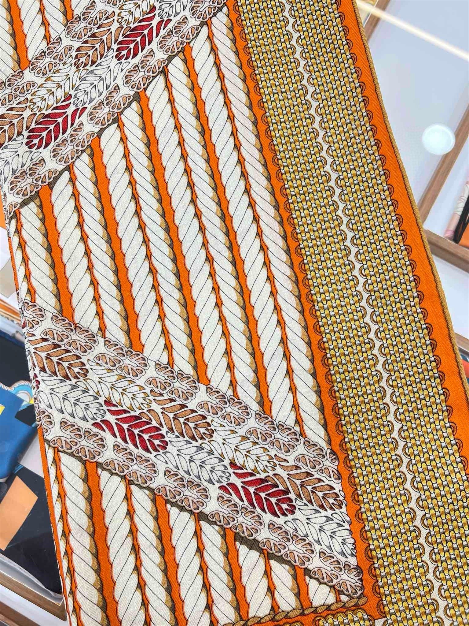 H**mes orange dressage tressage shawl 140