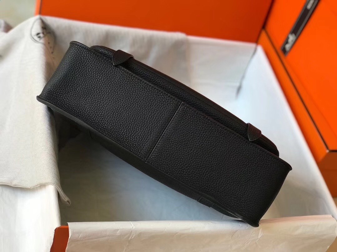 H**mes steve 35 messenger bag in black clemence calfskin