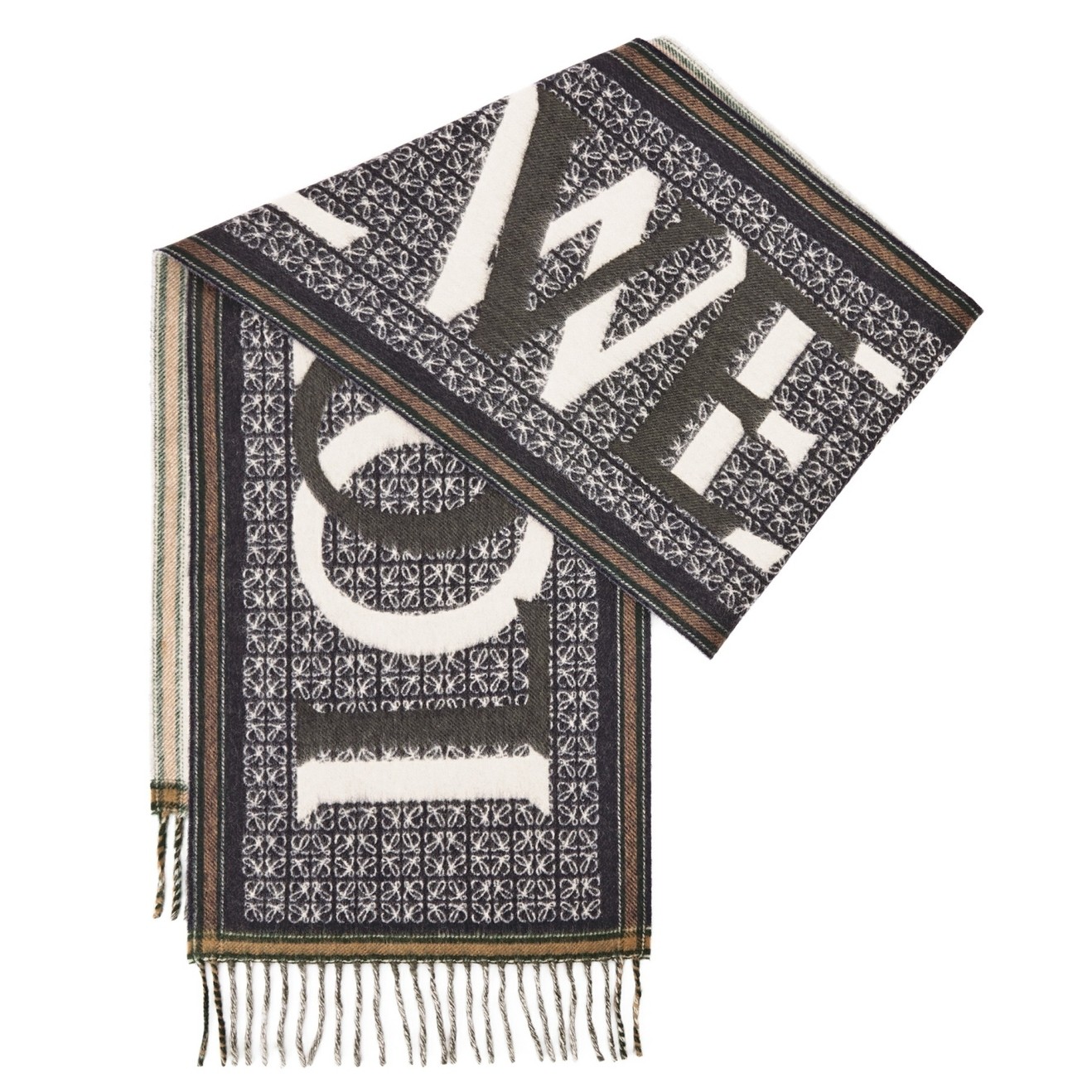 L0ew* love scarf in navy blue wool and cashmere