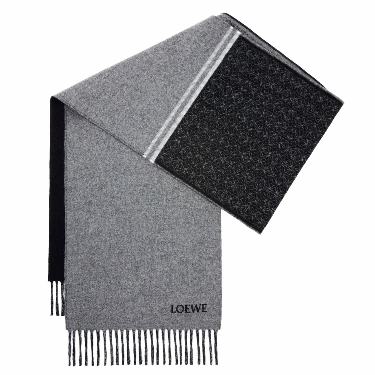 L0ew* anagram scarf in grey/black wool and cashmere