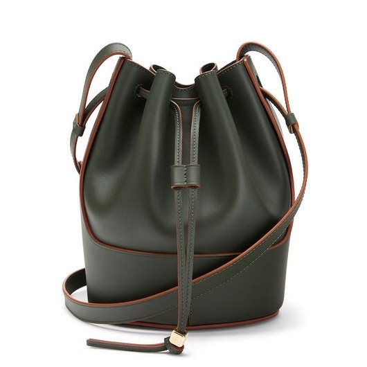 L0ew* small balloon bucket bag in khaki calfskin