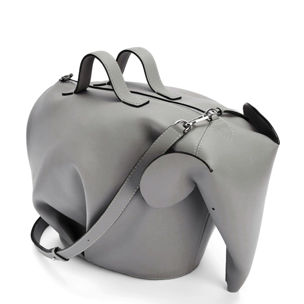 L0ew* large elephant bag in grey calfskin